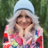 Czapka beanie z bawełny logo kolorowe "Jasny niebieski"