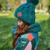 Czapka z dużym pomponem EUFORIA ,,Leśny zielony"