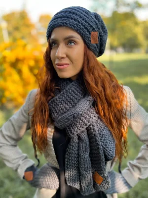 SZAL handmade "Ciemny szary szalik"
