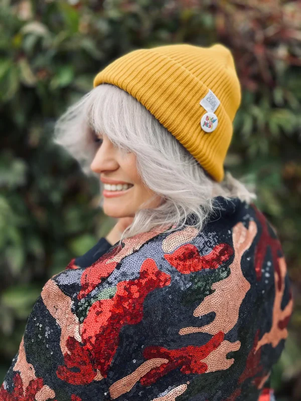 Czapka beanie z bawełny logo kolorowe "Miodowa musztarda"