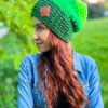 zielona czapka handmade bez pompona