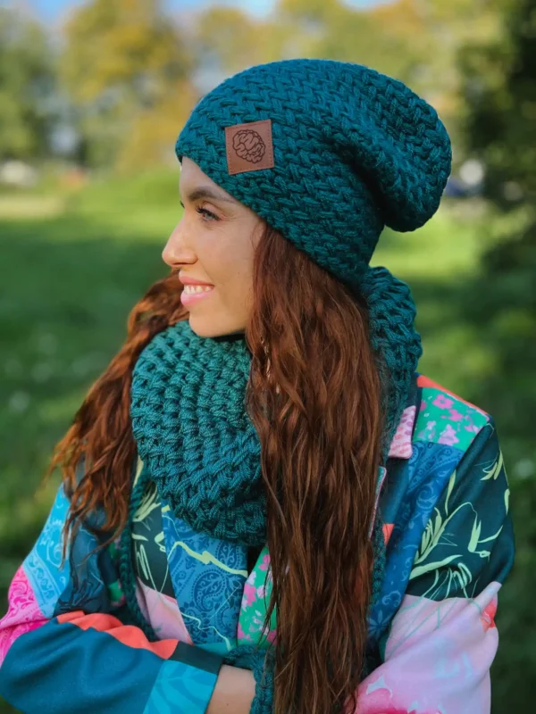 Czapka ręcznie robiona EXPLORER ,,Leśny zielony"