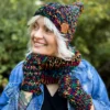 Rękawiczki handmade ze sznureczkiem ,,Czarne czerwienie"