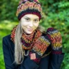 Czapka handmade krótka HAPPY ,,Ciemna jesień"