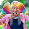 Rękawiczki handmade ze sznureczkiem ,,Cieniowane cytrusy"