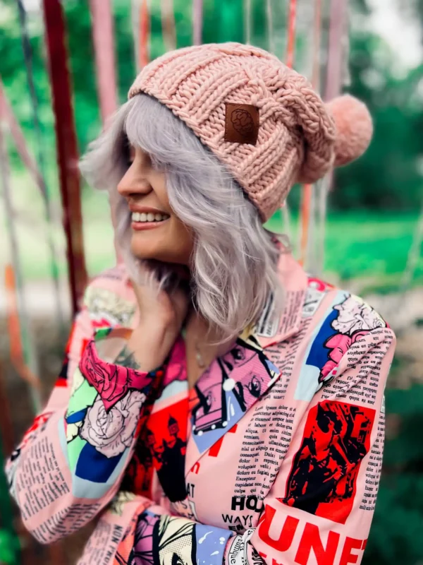 Czapka MERINO z jedwabną podszewką ENDORFINA "Jasny różowy"