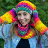 Rękawiczki handmade ze sznureczkiem ,,Cieniowana tęcza"