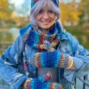 Rękawiczki handmade ze sznureczkiem ,,Górski potok"