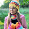 Modna czapka zimowa HAPPY ,,Cieniowane cytrusy"
