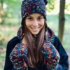 Rękawiczki handmade ze sznureczkiem ,,Czarne czerwienie"