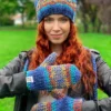 Rękawiczki handmade ze sznureczkiem ,,Górski potok"