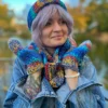 Rękawiczki handmade ze sznureczkiem ,,Górski potok"