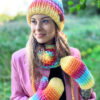 Rękawiczki handmade ze sznureczkiem ,,Cieniowane cytrusy"