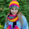 Rękawiczki handmade ze sznureczkiem ,,Cieniowana tęcza"