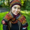 Rękawiczki handmade ze sznureczkiem ,,Ciemna jesień"