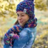 Rękawiczki handmade ze sznureczkiem ,,Pokojowe granaty"