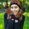 Rękawiczki handmade ze sznureczkiem ,,Ciemna jesień"