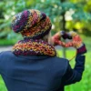 Rękawiczki handmade ze sznureczkiem ,,Ciemna jesień"