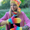 Rękawiczki handmade ze sznureczkiem ,,Cieniowane cytrusy"