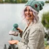 Czapka MERINO Endorfina "Jasny turkus" + podszewka JEDWAB