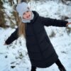 ZESTAW: bawełniana czapka dla dziecka z dwoma pomponami i komin "Jasny szary"