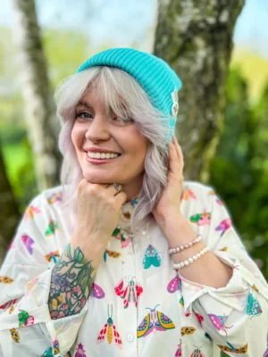 Czapka beanie z bawełny logo kolorowe "Turkus"