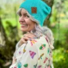 Bawełniana czapka beanie logo ekoskórka "Turkus"