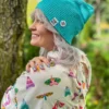 Czapka beanie z bawełny logo kolorowe "Turkus"
