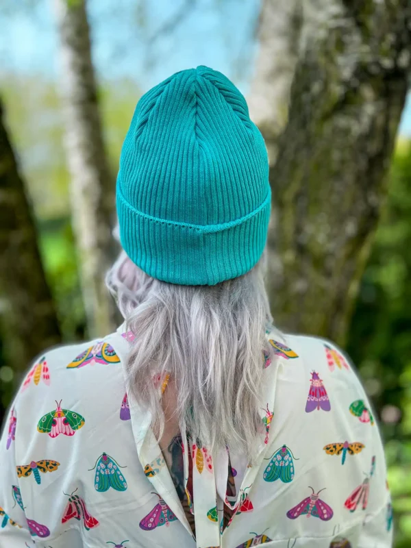 Czapka beanie z bawełny logo kolorowe "Turkus"