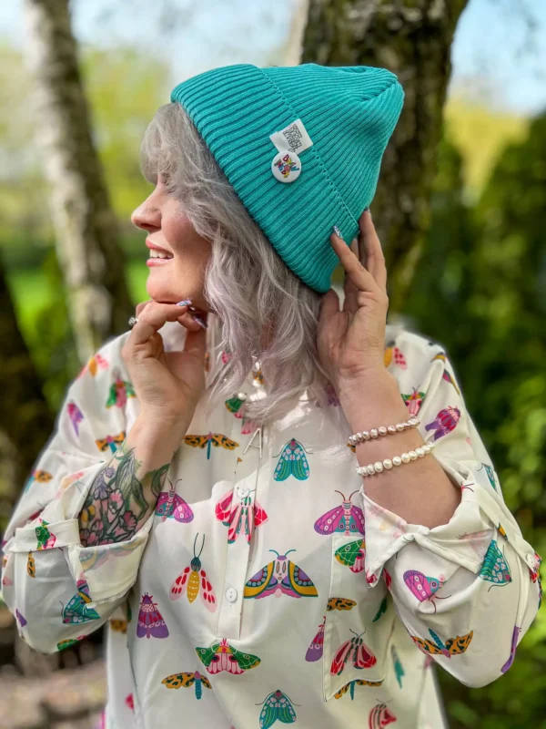 Czapka beanie z bawełny logo kolorowe "Turkus"