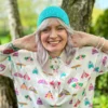 Luźna czapka z bawełny logo kolorowe "Turkus"