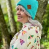 Bawełniana czapka beanie logo ekoskórka "Turkus"