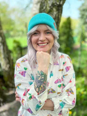 Bawełniana czapka beanie logo ekoskórka "Turkus"