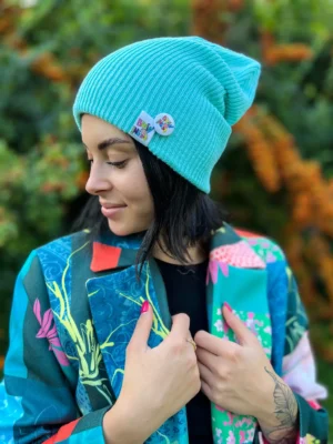 Czapka slouchy logo kolorowe "Jasny turkus" Czapka slouchy logo kolorowe "Jasny turkus"