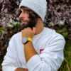 Męska czapka beanie z bawełny logo kolorowe "Jasny szary"