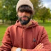 Męska czapka beanie z bawełny logo kolorowe "Beżowy"