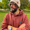 Męska bawełniana czapka beanie logo ekoskórka "Beżowy"