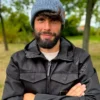 Męska bawełniana czapka beanie logo ekoskórka "Ciemny szary"