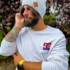 Męska bawełniana czapka jesienna logo ekoskórka "Jasny szary"