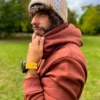 Męska czapka beanie z bawełny logo kolorowe "Beżowy"
