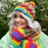Rękawiczki handmade ze sznureczkiem ,,Tęcza"