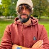 Męska bawełniana czapka beanie logo ekoskórka "Beżowy"