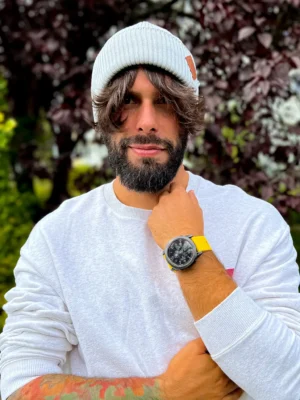 Męska bawełniana czapka beanie logo ekoskórka "Jasny szary"