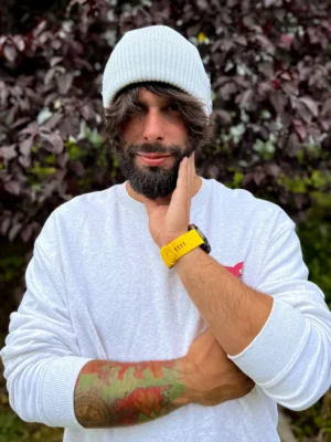 Męska czapka beanie z bawełny logo kolorowe "Jasny szary"