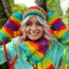 Rękawiczki handmade ze sznureczkiem ,,Tęcza"