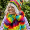 Rękawiczki handmade ze sznureczkiem ,,Tęcza"