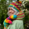 Rękawiczki handmade ze sznureczkiem ,,Tęcza"