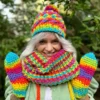 Modna czapka zimowa HAPPY ,,Tęcza"
