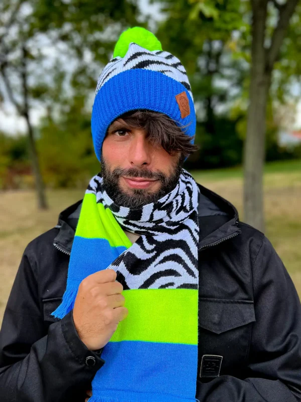 Męska czapka z printem zebry "Neonowa"