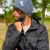 Męska czapka beanie z bawełny logo kolorowe "Ciemny szary"